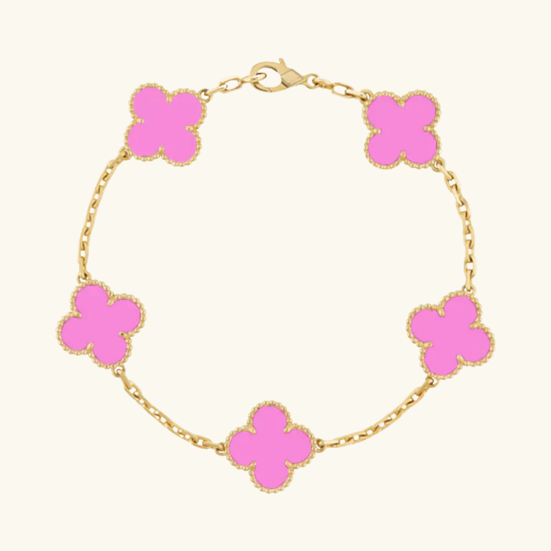 CLOVER | Bracciale Neon Rosa Dorato