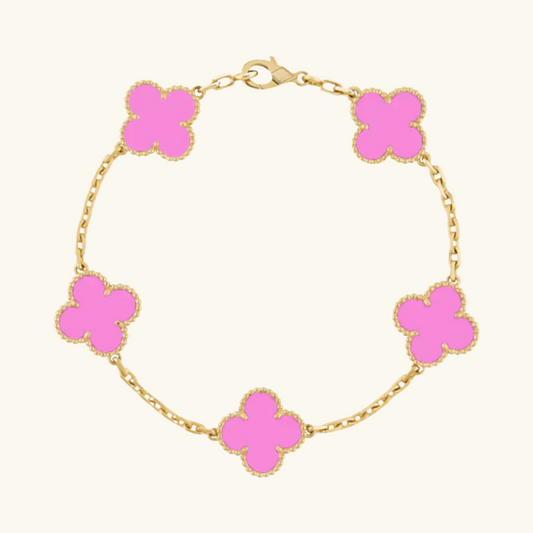 CLOVER | Bracciale Neon Rosa Dorato