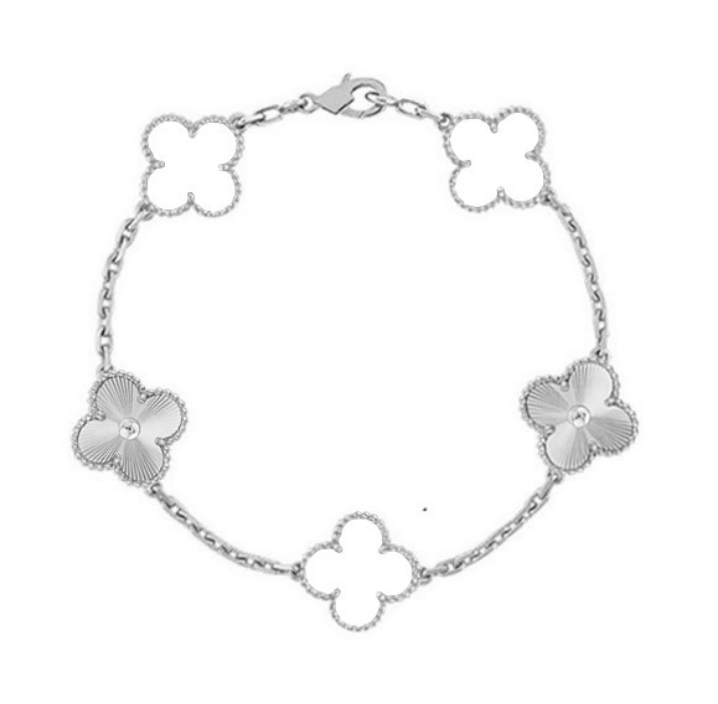 CLOVER | Bracciale Bianco/Argento