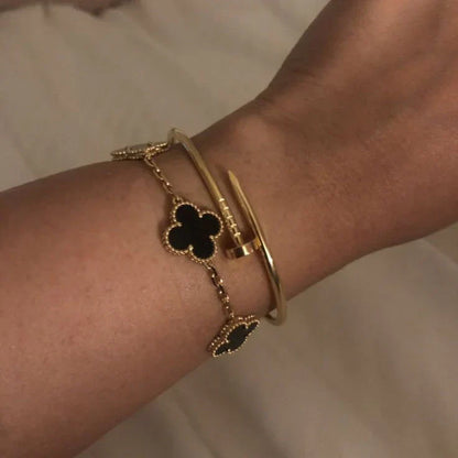 CLOVER | Bracciale Nero/Oro