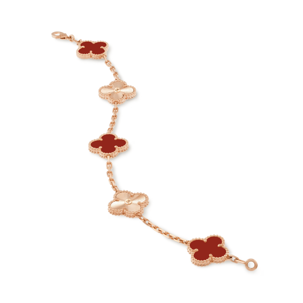 CLOVER | Bracciale in Rosa Oro Rosso Guilloché