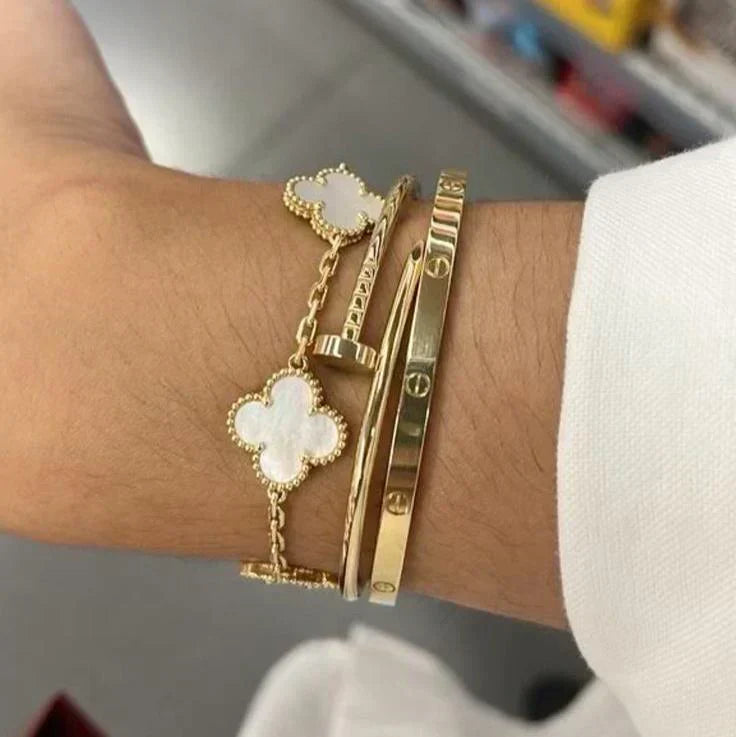 CLOVER | Bracciale Bianco