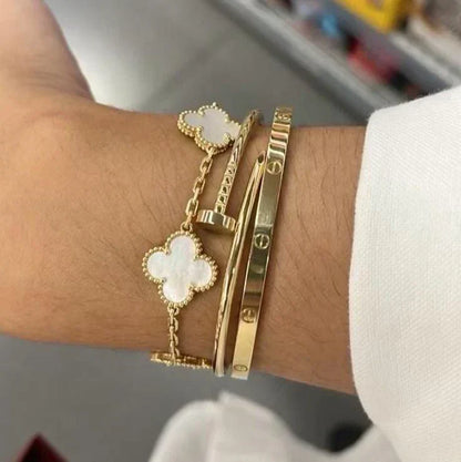 CLOVER | Bracciale Bianco